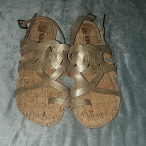 Kork-Ease Metallic Gold Strappy Sandals